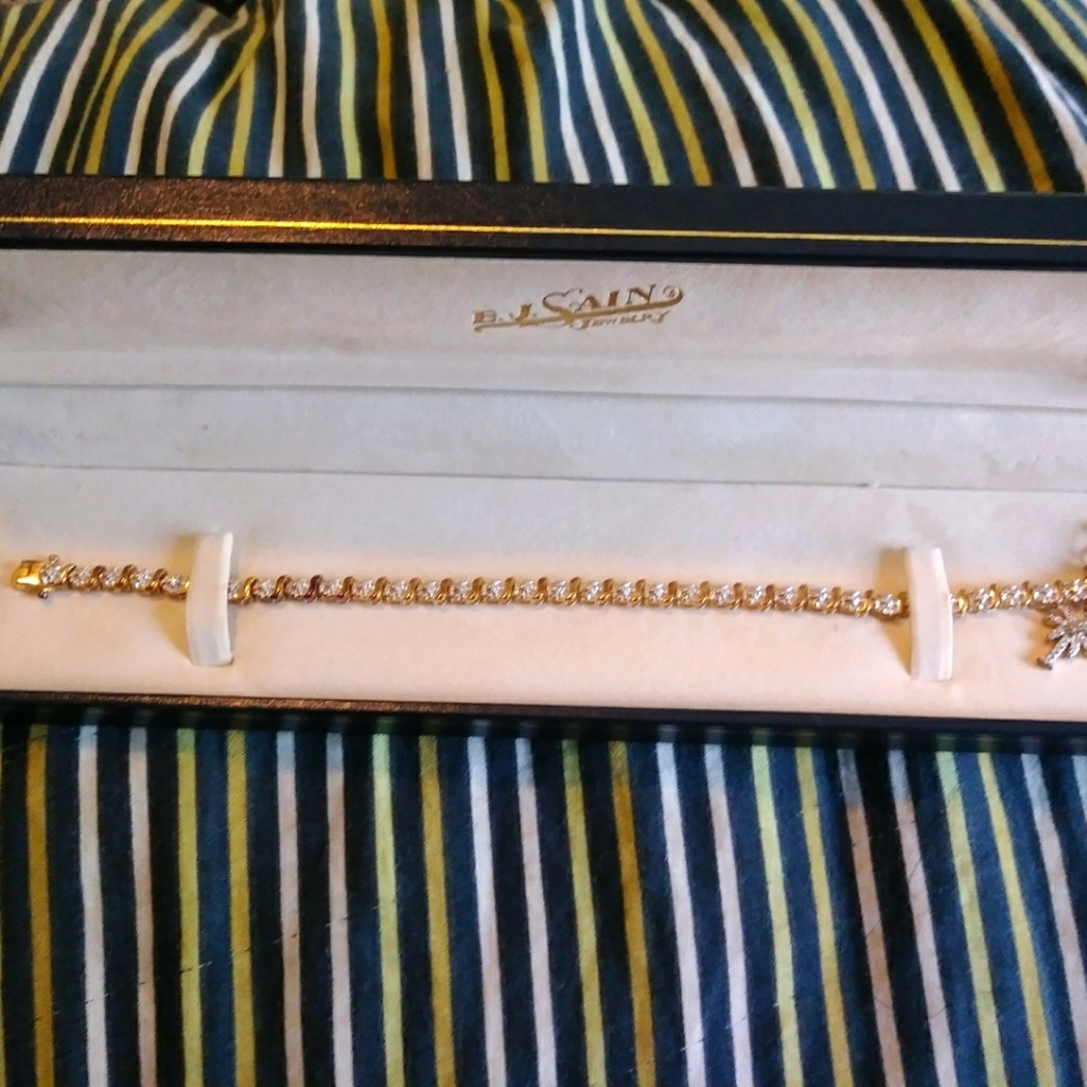 Gold plated silver diamond tennis bracelet